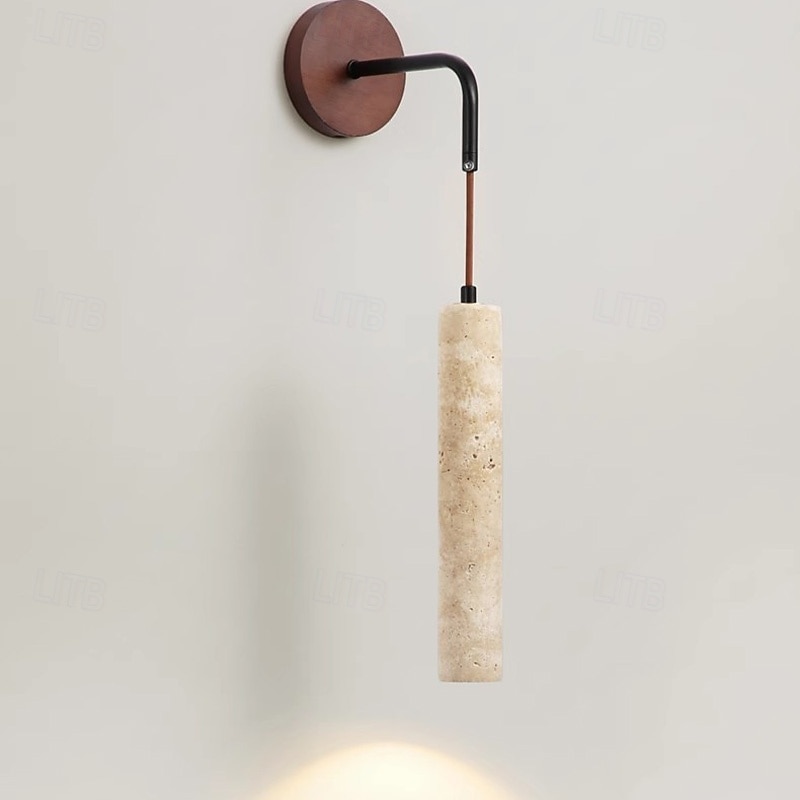 Yellow Travertine Wall Lights Solid Wood Wall Sconces Background Wall Decor Wall Mounted Lamp Adjustable Bedside Wall Lamp E27 Indoor Lighting Fixtures for Living Room Restaurant Loft 85-265V4