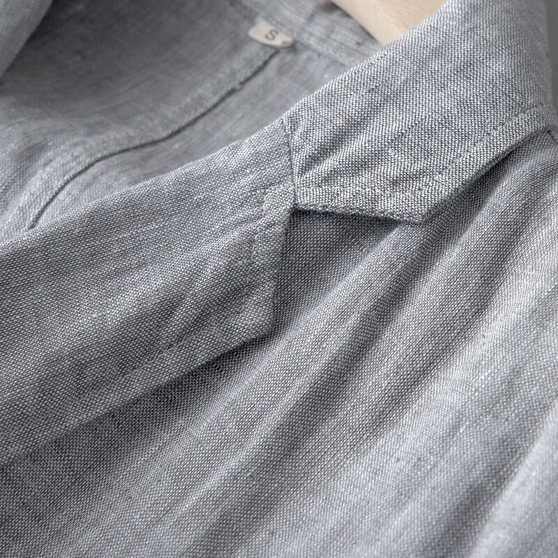 Men's 100% Linen Blazer Blazer Business Cocktail Party Wedding Party Fashion Casual Spring Autumn / Fall 100% Linen Solid Color Pocket Buttons Comfortable Single Breasted Blazer Navy Blue khaki Gray4