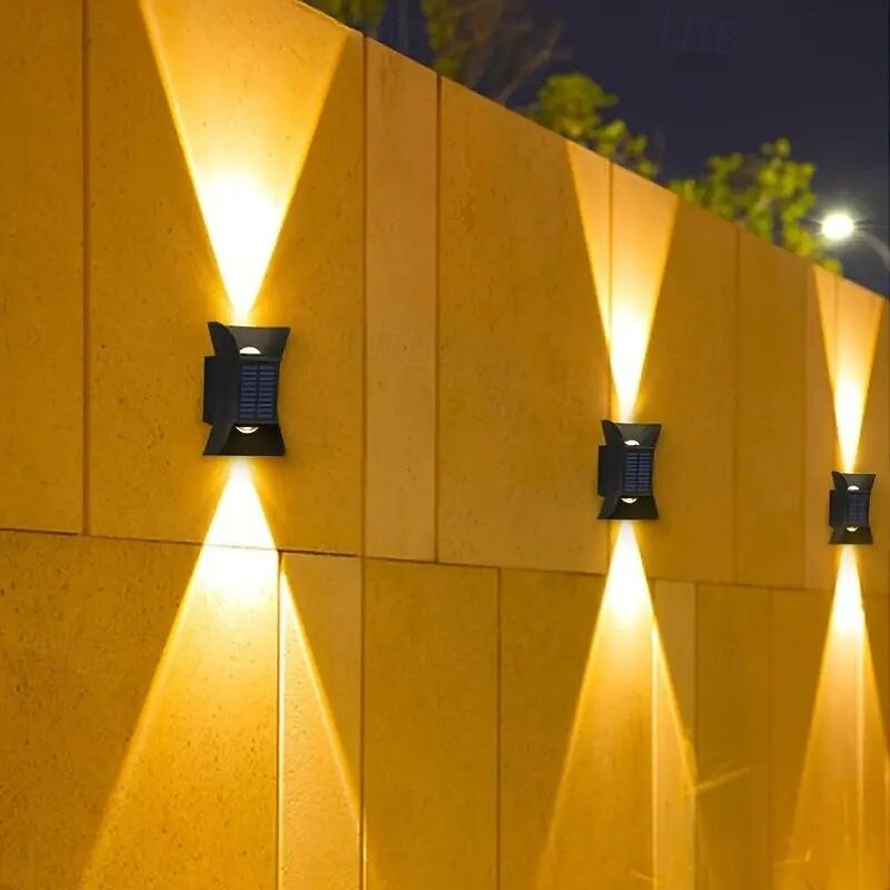 Solar Wall Light - Durable UP & Down Illumination, Waterproof IP65, Outdoor Fence, Garden, Porch, Garage Lighting 1/2pcs2
