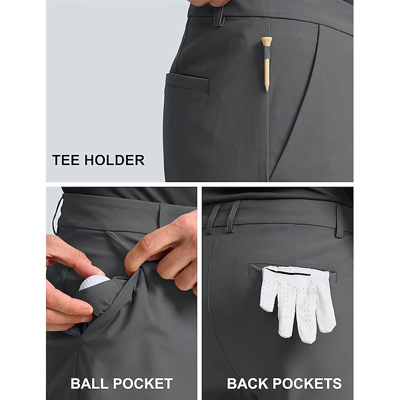 Men's Shorts Dress Shorts Summer Shorts Golf Shorts Pocket Straight Leg Plain Quick Dry Breathable Knee Length Outdoor Business Daily Fashion Casual / Sporty Black White3