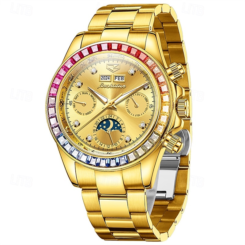 New Men'S Luminous Business Watch Perpetual Calendar Moon Phase Display Colorful Diamond Multi-Function Automatic Mechanical Watch Waterproof Sports Leisure Men'S Watch2