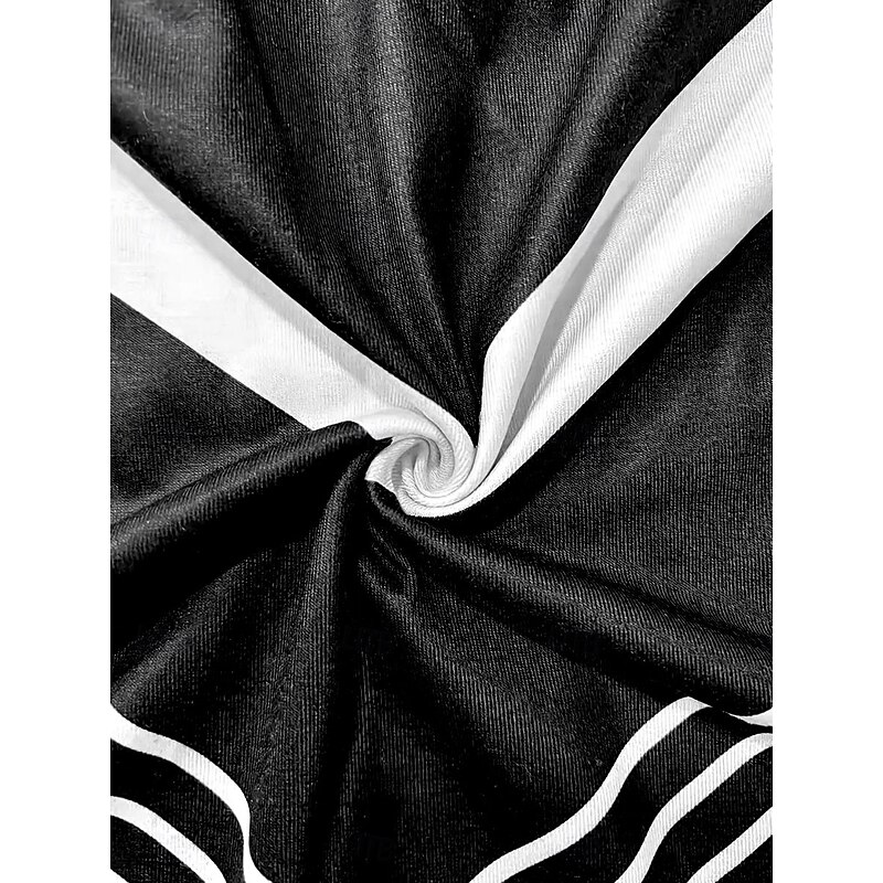 Women's T Shirt Color Block Striped Casual Long Sleeve Notched Neck Regular Tops Daily Print Black Spring Fall3