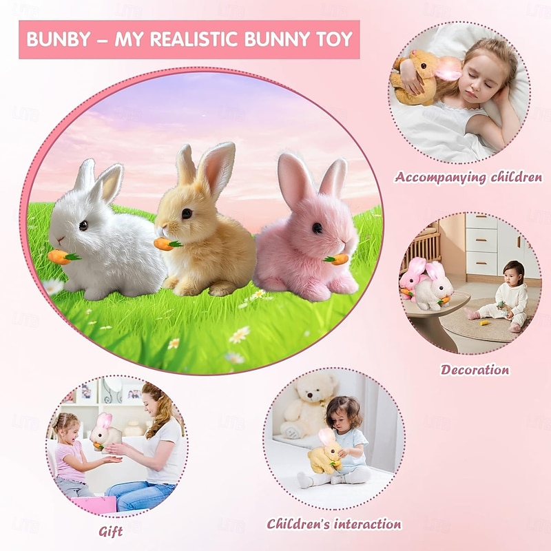 My Realistic Bunny Toy, Interactive Bunny Easter Decoration Realistic Bunny Gift for Kids- Jumping, Twitching, and Shaking Ears, Bunny Realistic Bunny Toy, Bunbi Realistic Bunny3
