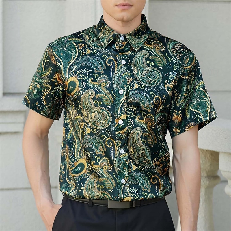 Retro Vintage 1970s Shirt Aloha Shirt Hippie Paisley Fancy Dress Men's Vacation Party Pride Parade Adults' Shirt