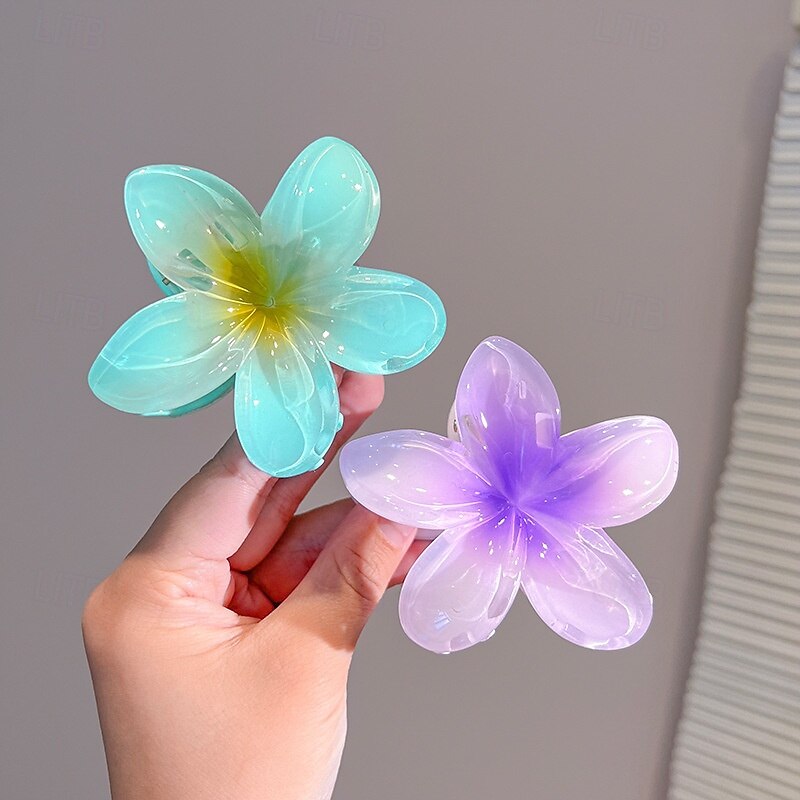 Kids Girls' Hair Accessories Plumeria Hair Clip Active Sweet Party Birthday Floral Yellow Pink4