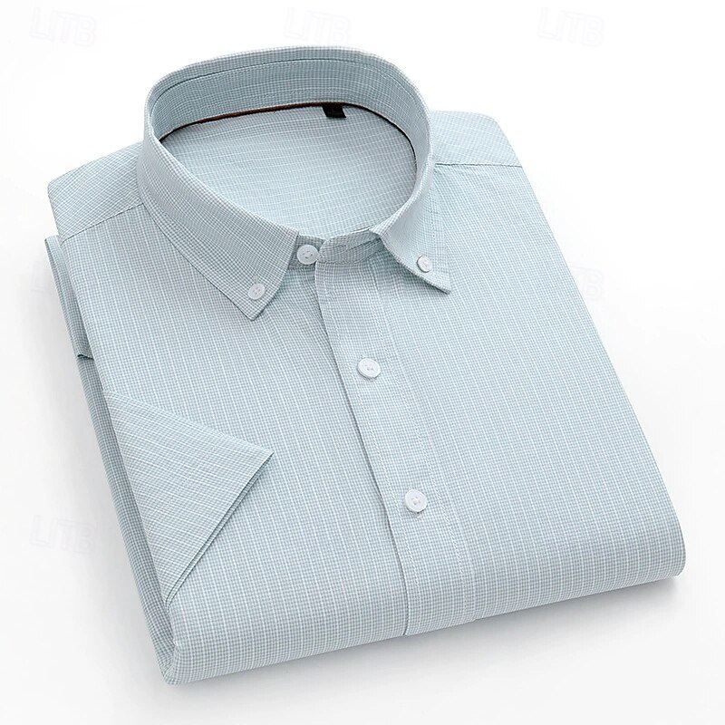 Men's Dress Shirt Button Down Shirt Oxford Shirt Non Iron Shirt Striped Shirt Wedding Outdoor Light Green Blue Green Long Sleeve Spread Collar Summer Spring Clothing Apparel3