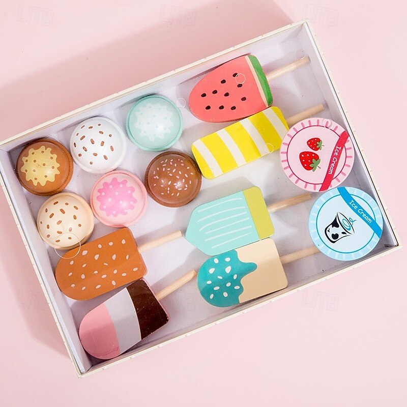 Wooden Ice Cream Preschool Learning Activities Counting and Color Sorting Set Stacking Toys for Kids 3-5 Fine Motor Skills Toys with Safety Durability2