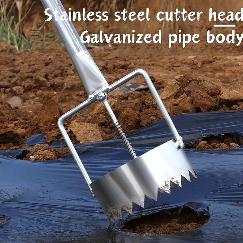 1pc Ergonomic Stainless Steel Greenhouse Film Punch Tool, Adjustable Multi-Function Hole Puncher with Galvanized Pipe Body for Gardening and Planting, Durable Metal Construction, Greenhouse Constructi3