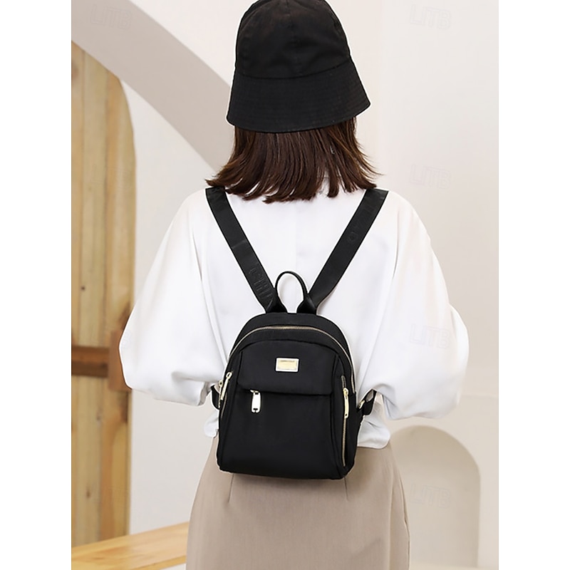 Women's Small Waterproof Backpack with Multiple Pockets – Stylish Lightweight Shoulder Bag for Travel, School and Casual Daily UseBlack Yellow Pink3