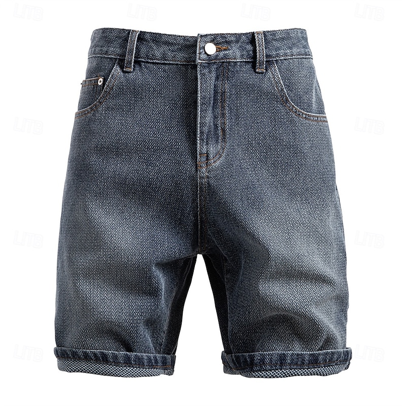 Men's Jeans Denim Shorts Pocket Buttons Gradient Knee Length Outdoor Vacation Casual Vacation Vintage Blue Grey Micro-elastic2