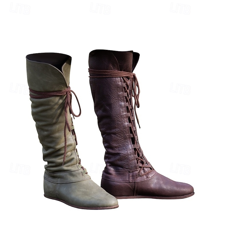 Vintage Medieval Renaissance Flat Jazz Boots Pirate Viking Ranger Archery Fancy Dress Men's Women's Unisex Halloween Carnival Party Casual Daily LARP Adults' Shoes All Seasons2