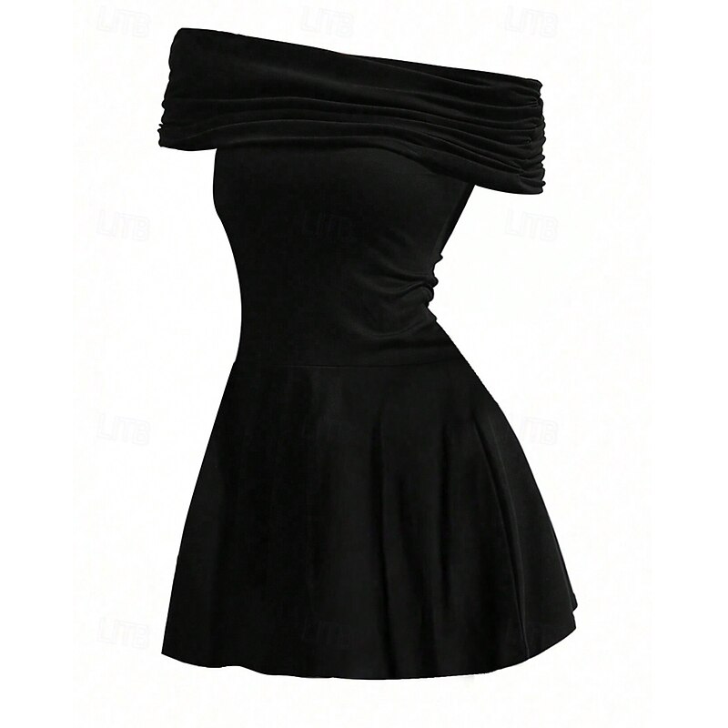 Women's Mini Dress Black Dress Prom Dress Casual Dress Cocktail Dress Fashion Outdoor Party Holiday Regular Fit Plain Sleeveless Off Shoulder Black Summer Spring3