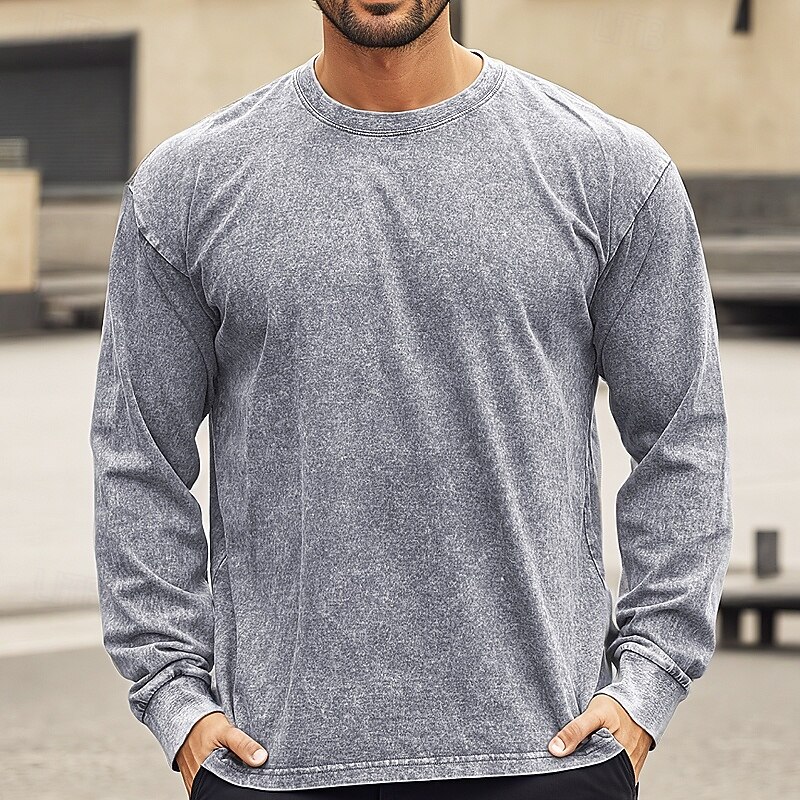 Men's Tank Top Gym Shirt Workout Shirts Athletic Shirts Crew Neck Long Sleeve Outdoor Daily Gym Sweat wicking Breathable Solid Color Black Light Grey Activewear Casual Athleisure3
