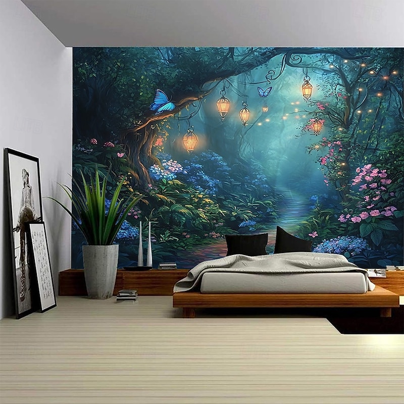 A Dreamy Plant Landscape Hanging Tapestry Mural Art Large Tapestry Mural Decoration Photo Background Carpet Curtain Home Bedroom Living Room Decoration2