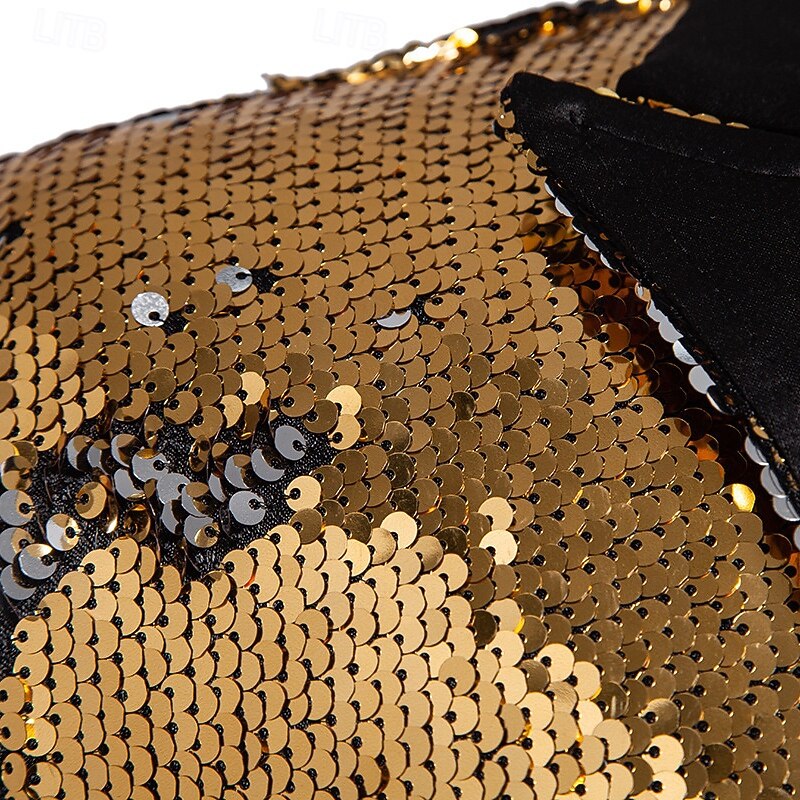 Men's Blazer Performance Cocktail Party Wedding Party Fashion Casual Spring Fall Polyester Plain Buttons Sequin Comfortable Single Breasted Blazer Burgundy Blue Gold4