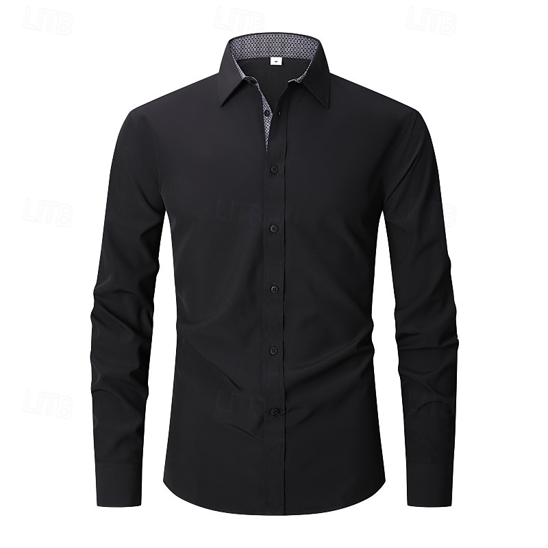 Men's Shirt Dress Shirt Button Up Shirt Color Block Wedding Daily Light Blue Black White Red Long Sleeve Turndown Spring &  Fall Clothing Apparel Printing3