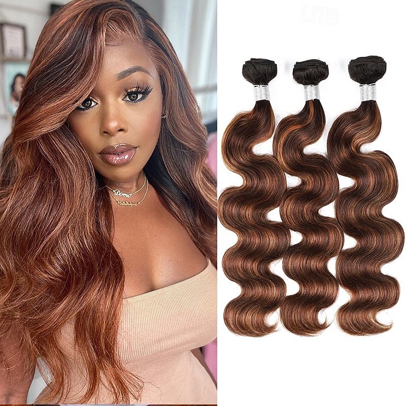 Ombre T1B-4/30# Hair Body Wave Human Hair 3 bundle 12-28 inches