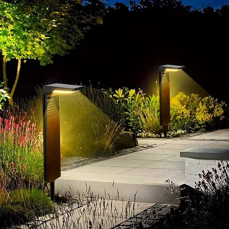2pcs Solar Pathway Lights Outdoor Waterproof Solar Garden Lights for Path Lawn Driveway Walkway Garden Pool Lighting Decoration4