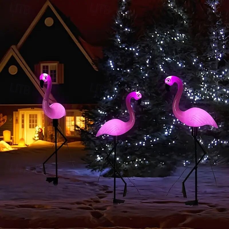 3pcs Flamingo Solar Lawn Lights – Waterproof Outdoor Garden Lights for Yard, Patio Walkway and Backyard Decoration3