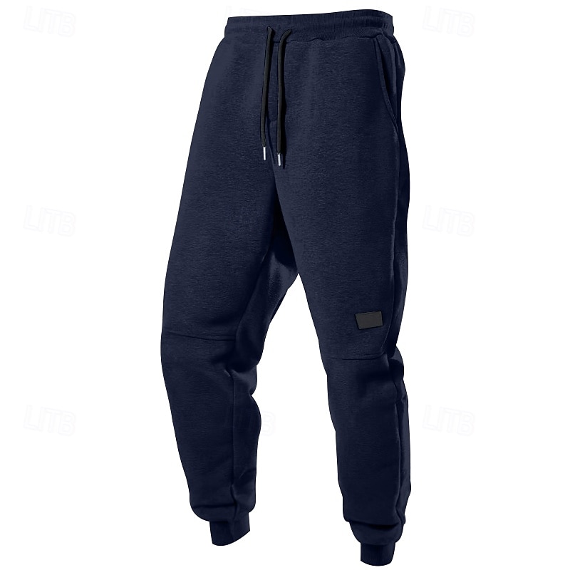 Men's Sweatpants Joggers Trousers Casual Pants Drawstring Elastic Waist Plain Comfort Warm Full Length Outdoor Casual Daily Sports Fashion Black Navy Blue2
