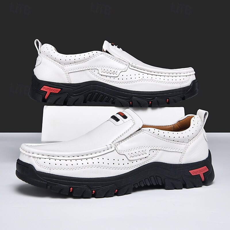 Men's Outdoor Slip-On Loafers – Breathable Perforated Faux Leather Casual Shoes with Rugged Non-Slip Sole for Walking & Travel4