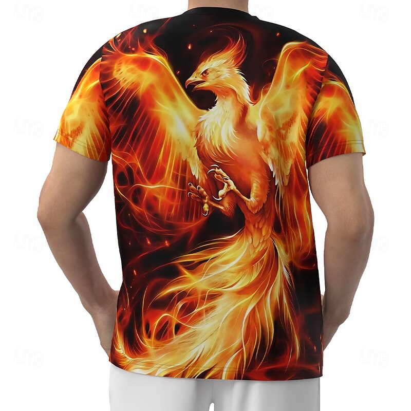 Men's Phoenix Funny T Shirt Short Sleeve T shirt 3D Print Crew Neck Shirt Exaggerated Designer Party Holiday Black Summer Spring Clothing Apparel S M L XL XXL XXXL2