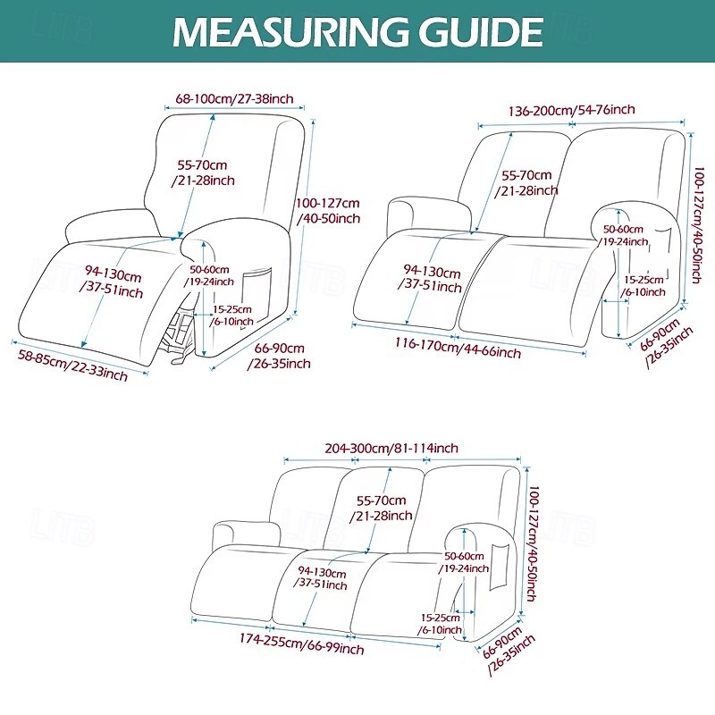 Waterproof 1/2/3 Recliner Sofa Cover Elastic Sofa Protector Lazy Boy Relax Armchair Covers Couch Cover Stretch Slipcovers For Home Decor2