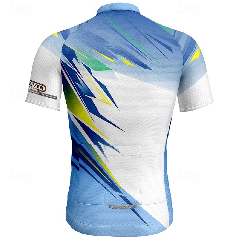 Men's Cycling Jersey Geometic Short Sleeve Bike Tee Tshirt Jersey with 3 Rear Pockets Mountain Bike MTB Quick Dry Anatomic Design Wicking Breathable Sports Forest Green Yellow Red Clothing Apparel2