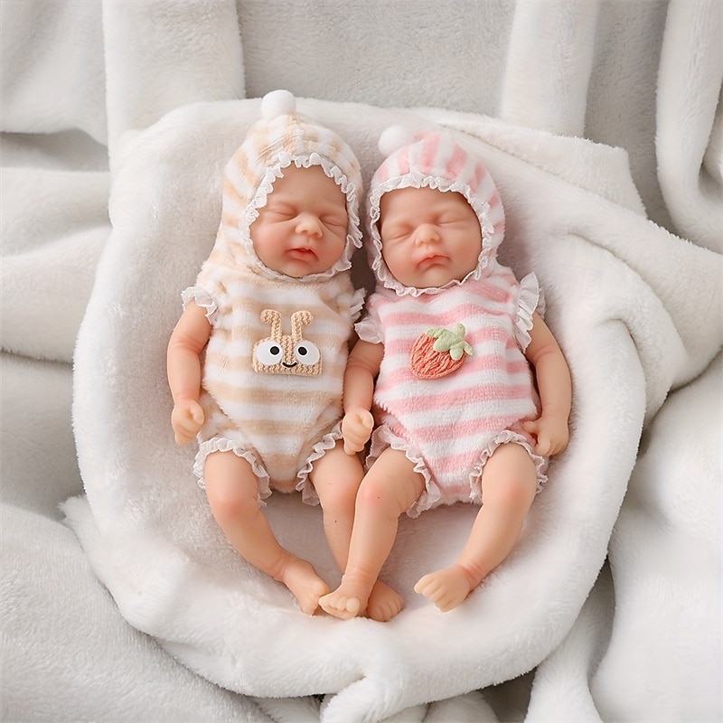Twin Miniature Lifelike Reborn Baby Dolls Handcrafted Silicone Surprise Accessories Included for Children Ages 3-6 Years - Realistic Newborn Baby Doll Set4