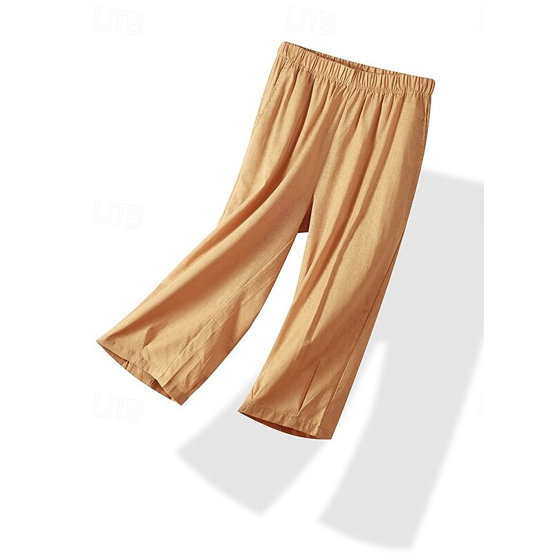 Women's Chinos Fashion Basic Full Length Medium Waist Plain Pocket Comfort Outdoor Inelastic Vacation Street Daily Earth Yellow Violet White Army Green Summer Spring Loose Fit4