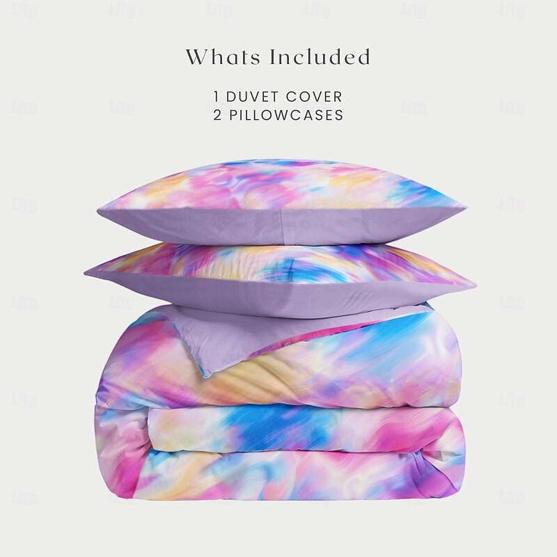 Rainbow Tie Dye Duvet Cover Set Cotton Swirl Spiral Pattern Set Soft 3-Piece Luxury Bedding Set Home Decor Gift Twin Full King Queen Size Duvet Cover2