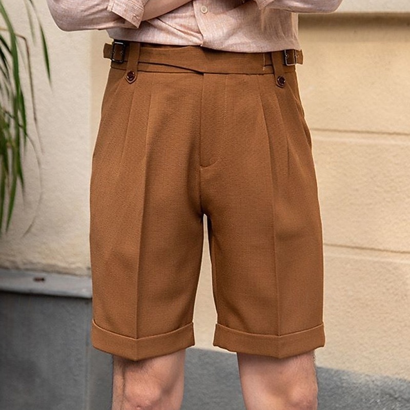 Men's Dress Shorts Summer Shorts Work Shorts Casual Shorts Pocket Plain Comfort Short Formal Party Work Fashion Classic Style Black White Micro-elastic3