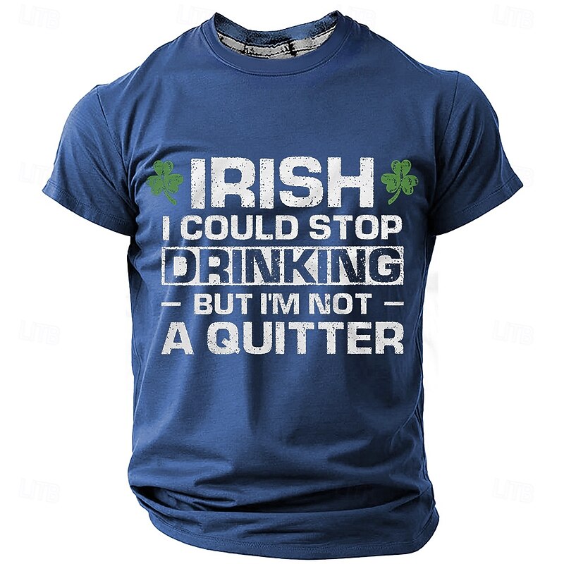 St. Patrick Men's Shamrock Lucky Irish T Shirt Short Sleeve T shirt 3D Print Crew Neck Shirt Designer Casual Party Holiday Club Black Blue Gray Summer Spring Clothing Apparel S M L XL XXL XXXL4