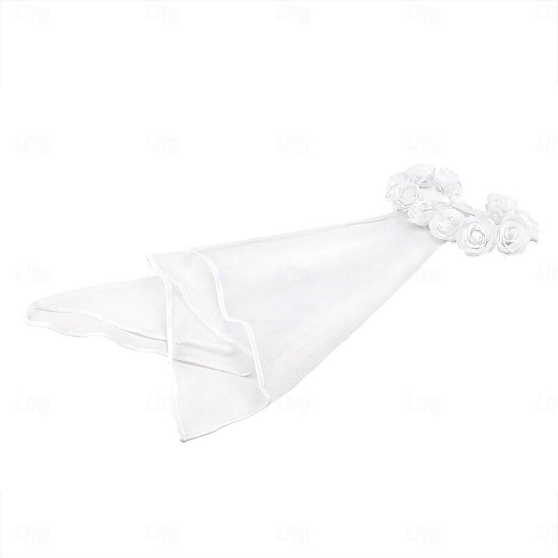 Bride Halloween Veil Flower Crown Hen Do Party Accessories Boho Beach Women's Halloween Carnival Wedding Bridal Shower Bachelorette Party Easy Halloween Costumes Dress Up4