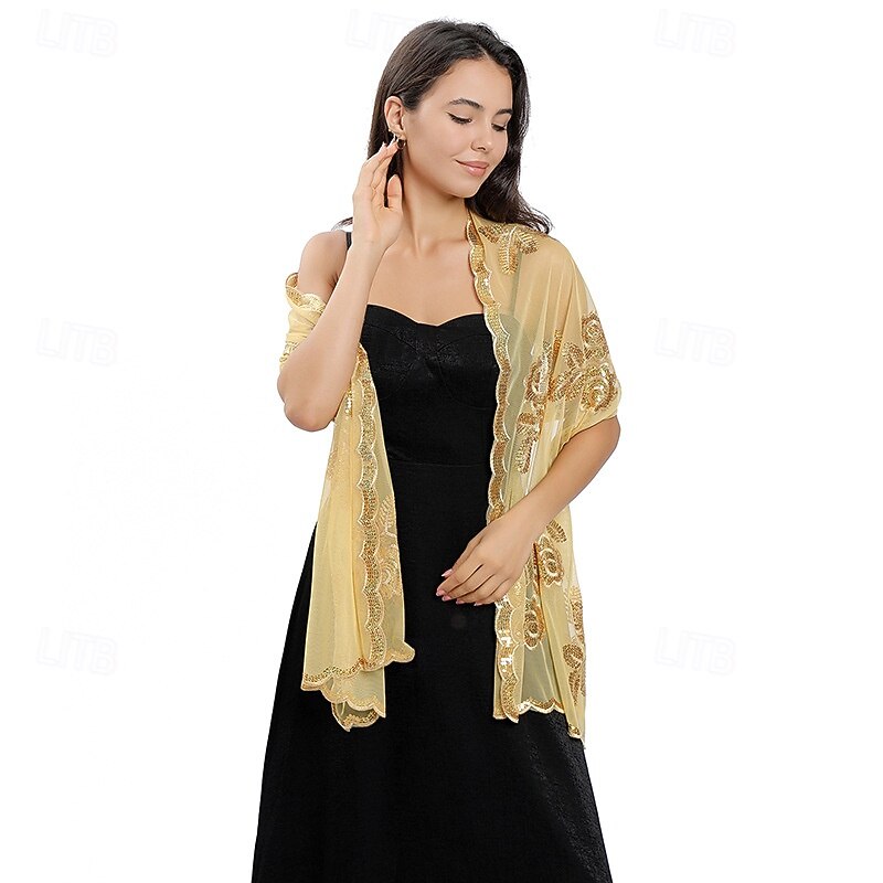 Large Peony Sequin Embroidery Shawl For Bride And Bridesmaid Wedding Dress Evening Dress Shawl For Women4