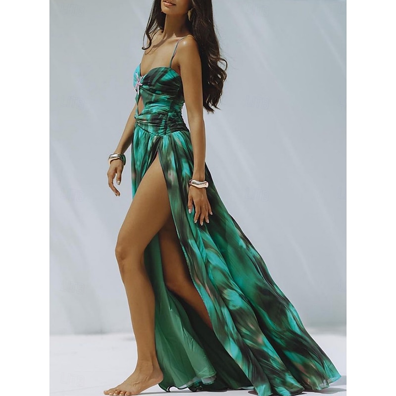 Women's Swimwear 2 Piece Monokini Skirt Swimsuit Backless Tummy Control High Waist Slim Vacation Beach Wear Ombre V Neck Sleeveless Bathing Suits3