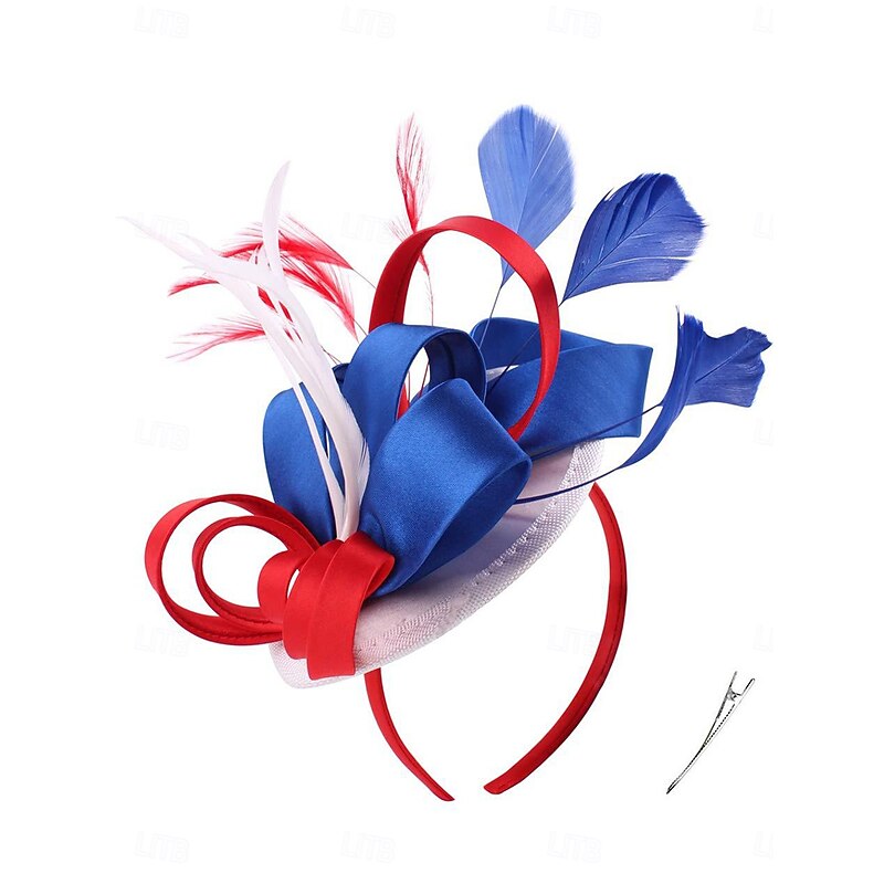 Fascinators Silk Like Satin Wedding Elegant Vintage With Feather Tulle Headpiece Headwear Fascinators Race Day Dress