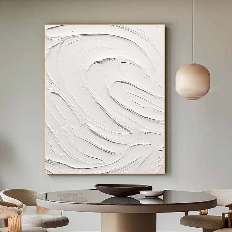 Large hand painted White abstract in huge size oil painting  spure white 3D wall art large abstract painting modern minimalist painting textured abstract oil painting wall art painting
