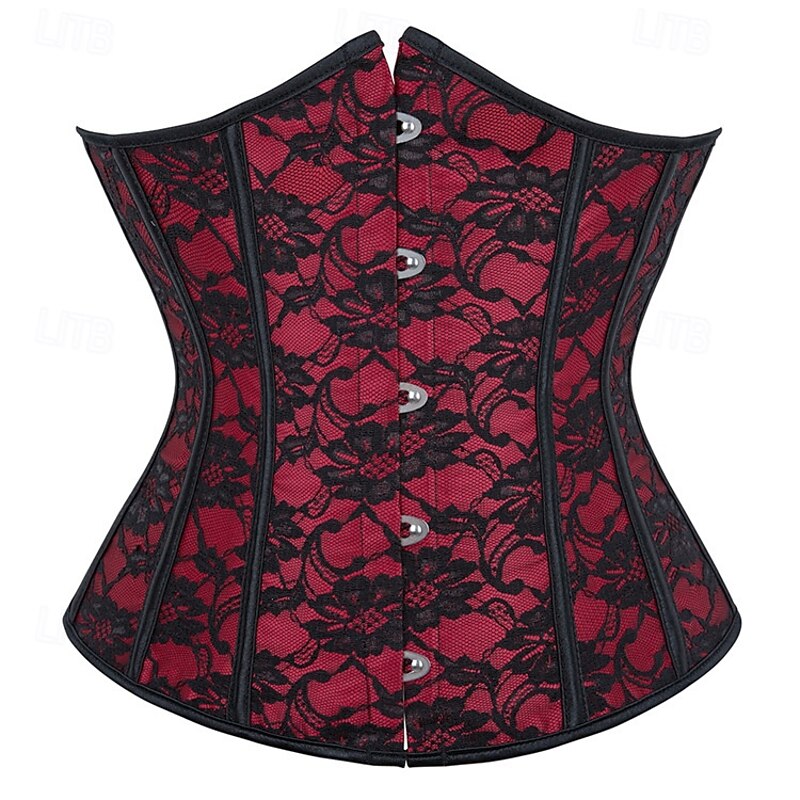 Retro Vintage Punk & Gothic Corset Underbust Corset Bustier Lace up 14 Bones Floral Fancy Dress Women's Fantasy Halloween Carnival Party Casual Daily LARP Adults' Corset3
