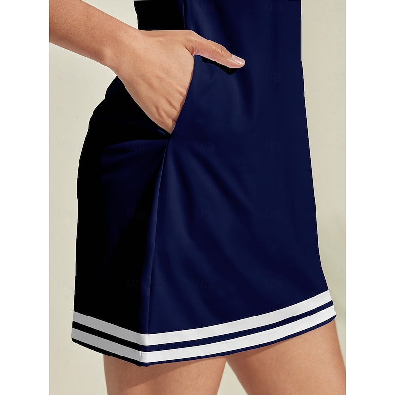 Women's Golf Dress Navy Blue Long Sleeve Ladies Golf Attire Clothes Outfits Wear Apparel3