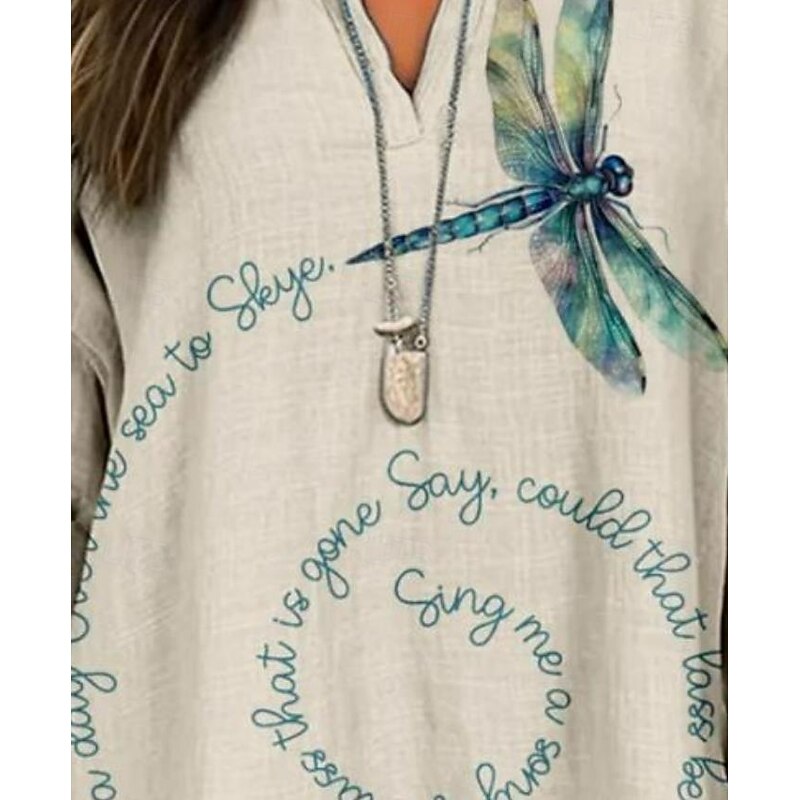 Women's Blouse Tunic V Neck Long Sleeve Boho Casual Tops Graphic Animal Vintage Tropical Regular Tops Daily Wear Print Beige3