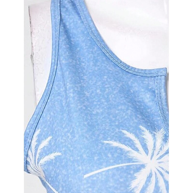 Women's Camisole Tank Top Floral Casual Sleeveless Notched Neck Regular Tops Daily Buttons Print Blue Summer3