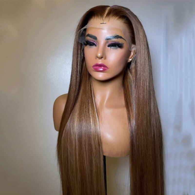 Unprocessed Virgin Hair 5x5 Closure 13x4 Lace Front Wig Free Part Brazilian Hair Straight Multi-color Wig 130% 150% Density with Baby Hair Highlighted / Balayage Hair Glueless For Women Long Human3