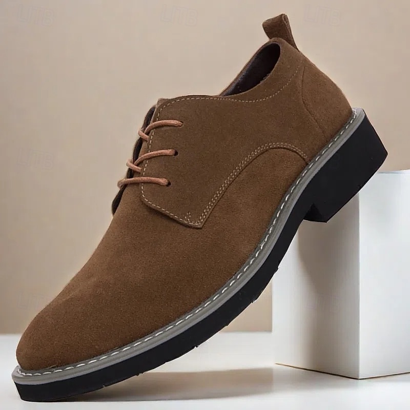 Men's Brown Suede Lace-Up Oxford Shoes – Casual and Stylish Footwear for Everyday Wear, Work and Outdoor Activities