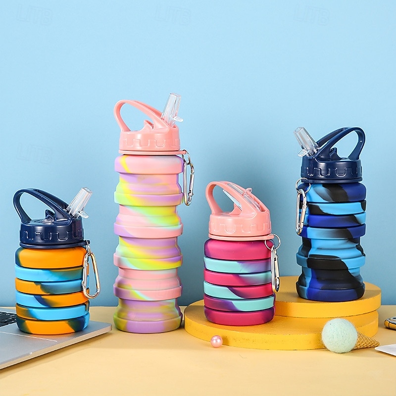 Collapsible Silicone Water Bottle - Leakproof, BPA-Free & Space Saving for Hiking & Travel