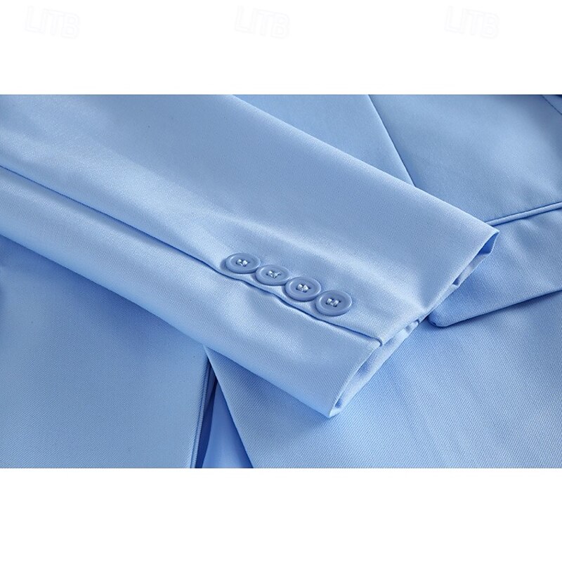 Men's Sport Coat Blazer Casual Wedding Party Fashion Casual Spring Fall Polyester Plain Pocket Comfortable Single Breasted Blazer Yellow Sky Blue4