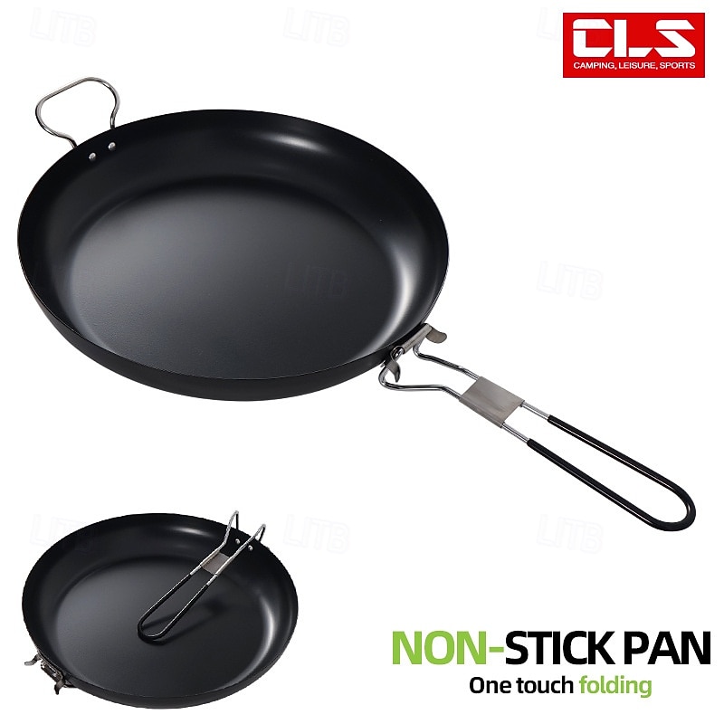 9-Inch Folding Camping Frying Pan - Non-Stick Aluminum Cookware for Outdoor Cooking - Lightweight, Compact & Easy to Clean