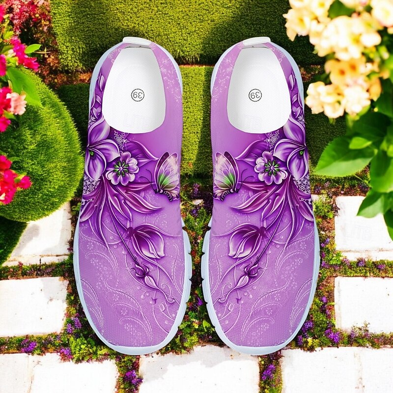 Floral Print Flyknit Sneakers with Breathable Upper, Lightweight Sole and Comfortable Fit for Casual Walks and Outdoor Activities3