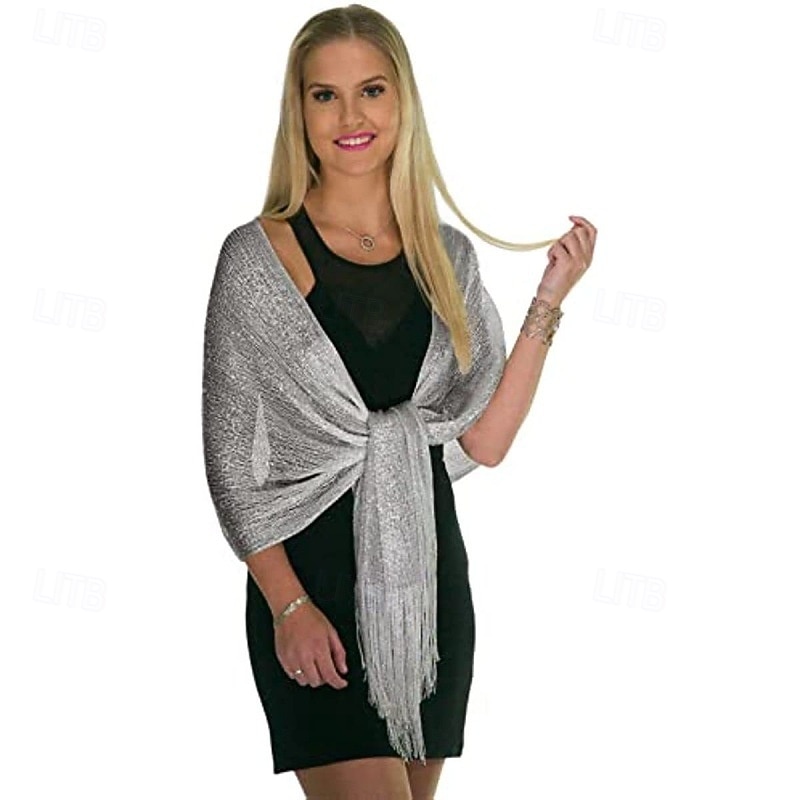 Womens Sparkling Metallic Shawls and Wraps for Evening Dresses Wedding Party