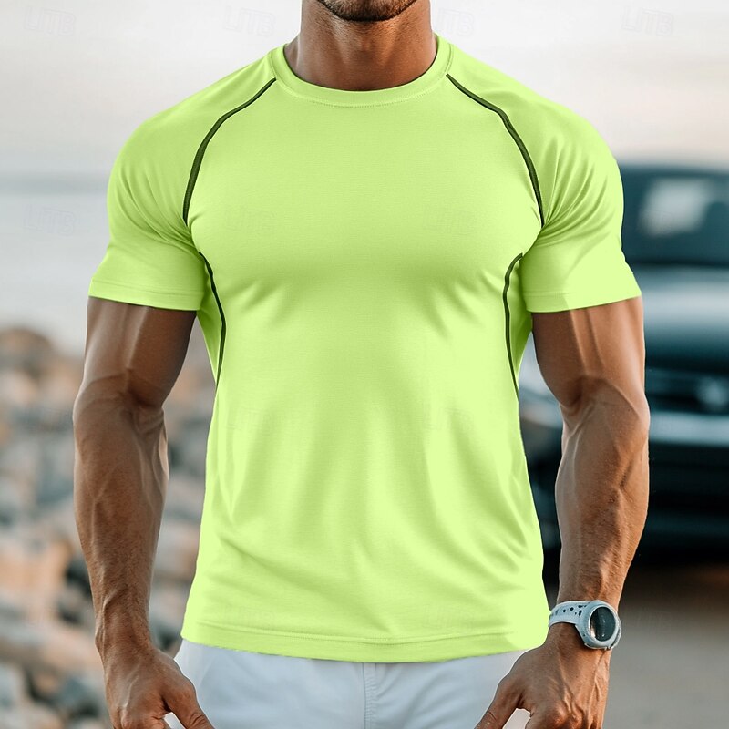 Men's T Shirt Muscle Shirt Moisture Wicking Shirts Short Sleeve Crew Neck Summer Plain Sports Lightweight Sporty Athletic Fitness Gyms Black White Black Top Tee for Men